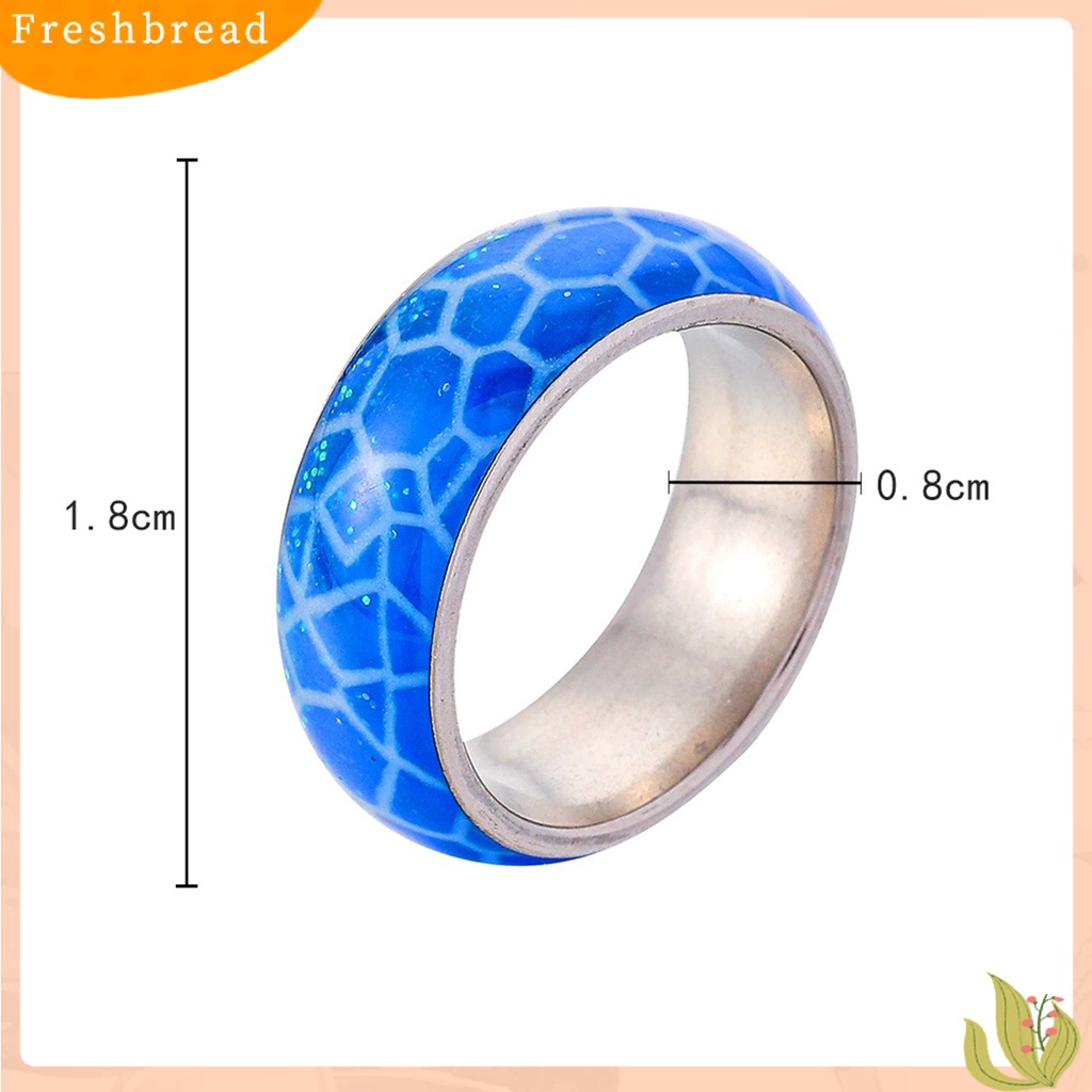 &lt; Freshbread &gt; Cincin Unisex Luminous Turtle Shell Pattern Fluorescent Glowing-In-The Dark Stainless Steel Vintage Plating Ring Untuk Halloween