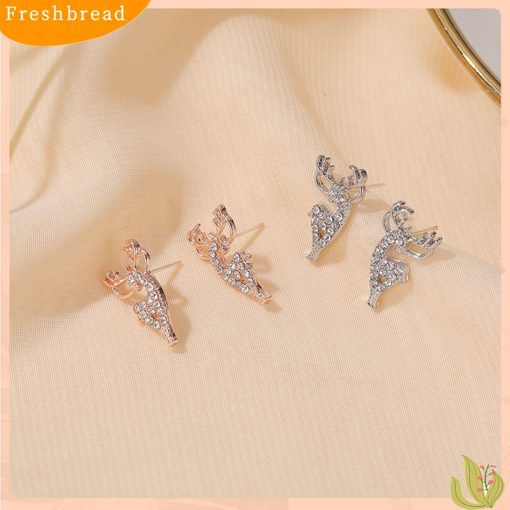 &lt; Freshbread &gt; Wanita Modis Elk Shape Ear Stud Earrings Perhiasan Aksesori Hadiah Natal