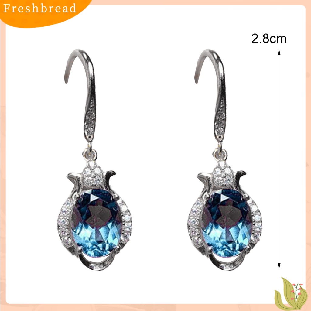 &lt; Freshbread &gt; 1pasang Anting Kait Imitasi Topaz Berlian Imitasi Wanita Kilau Terang Tahan Lama Drop Earrings Untuk Pernikahan