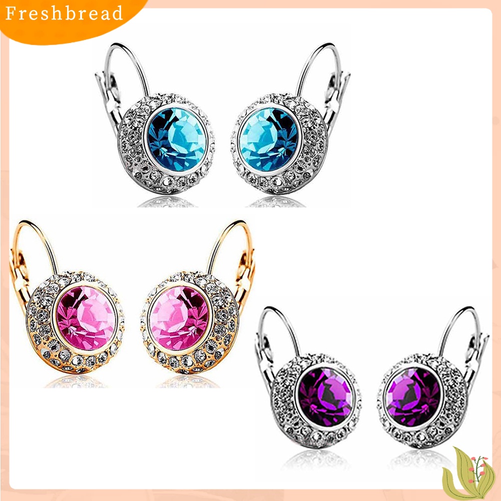 &lt; Freshbread &gt; Womens Mewah Besar Mengkilap Berlian Imitasi Telinga Tindik Studs Hook Earrings Jewelry