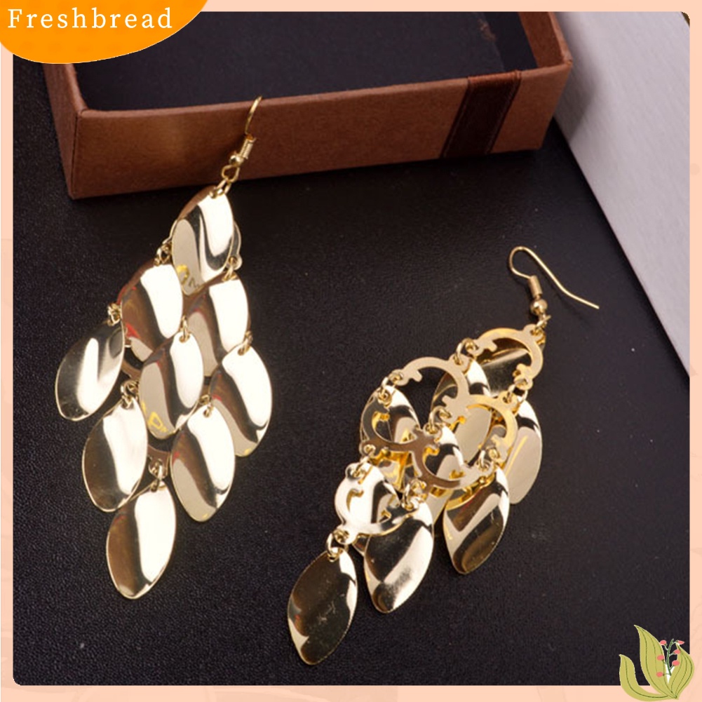 &lt; Freshbread &gt; Fashion Wanita Tetesan Air Disk Charms Panjang Menjuntai Eardrop Anting Perhiasan Hadiah