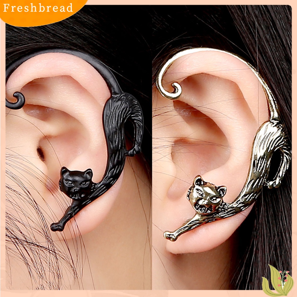 &lt; Freshbread &gt; Vintage Enchanting Kitten Ear Hook Earrings Aksesoris Perhiasan Ekor Kucing Stereo