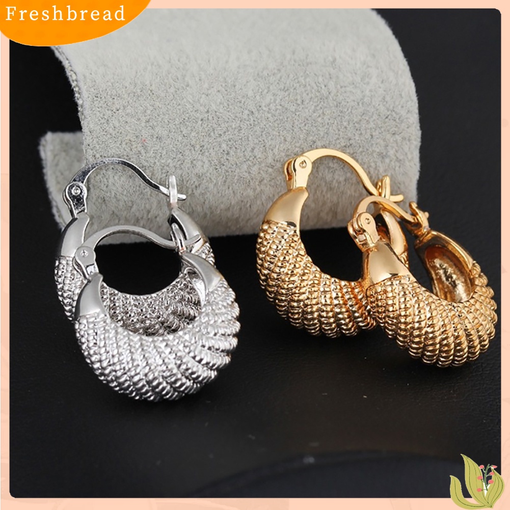 &lt; Freshbread &gt; Fashion Golden/Perak Disepuh Hoop Besar Lingkaran Bulat Anting Wanita Perhiasan Hadiah