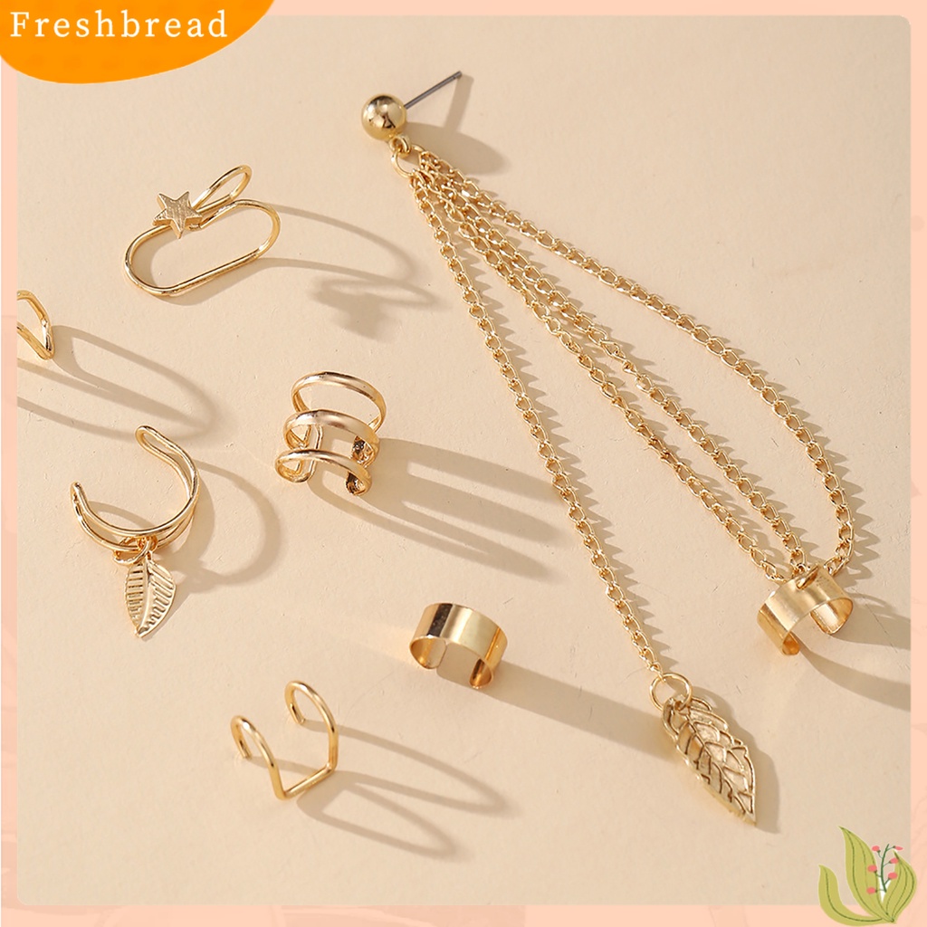 &lt; Freshbread &gt; 7Pcs/Set Anting Motif Bintang Aneka Memakai Paduan Bentuk Daun Anting Klip Set Untuk Perjamuan