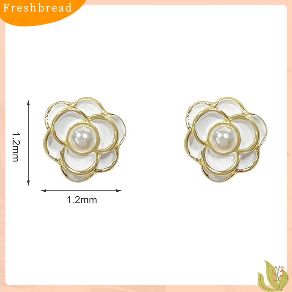 &lt; Freshbread &gt; 1pasang Wanita Ear Studs Bunga Perhiasan Mutiara Imitasi Gaya Korea Camellia Manset Telinga Hadiah Ulang Tahun