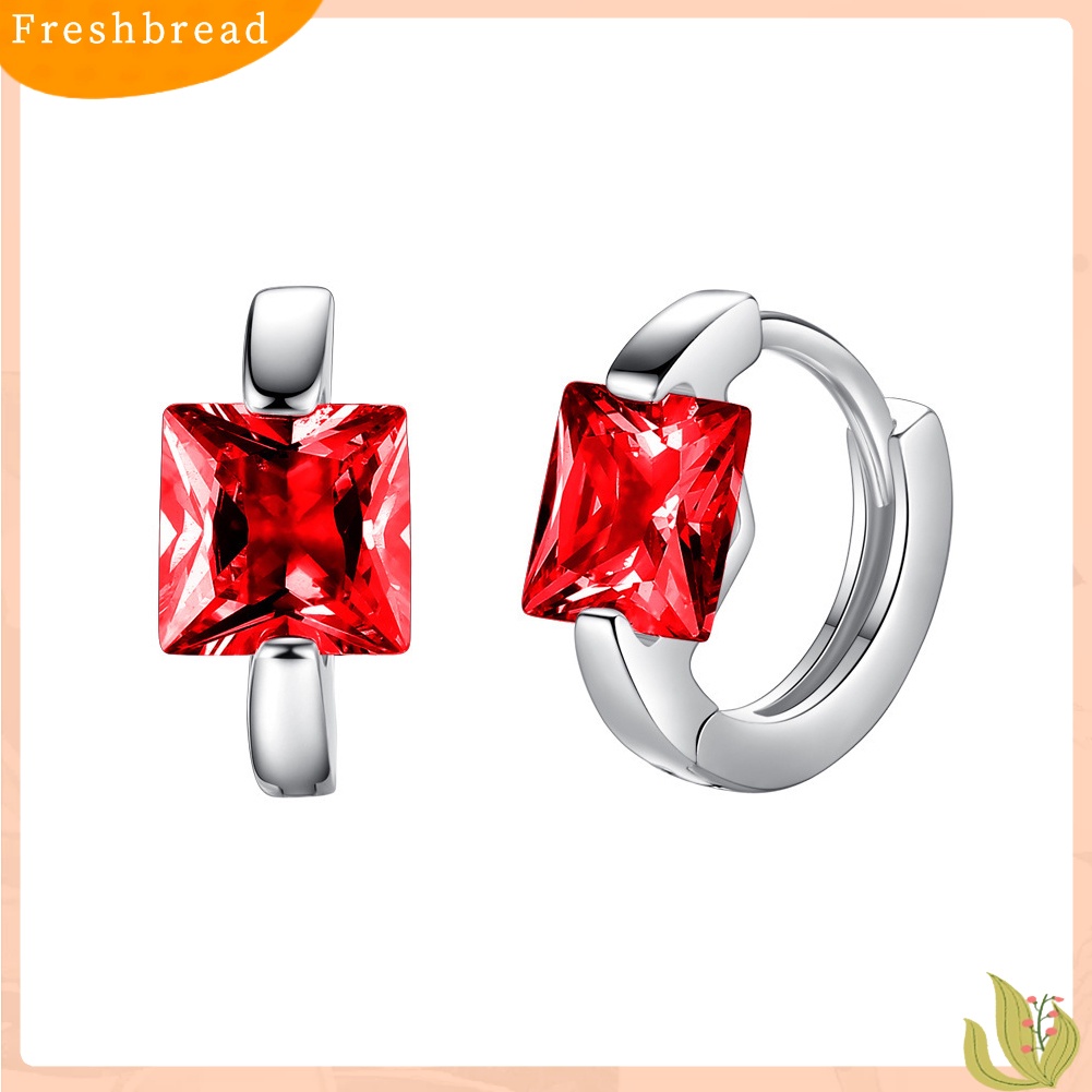 &lt; Freshbread &gt; Fashion Wanita Cubic Zirconia Hias Huggie Anting Hadiah Perhiasan Pesta Pernikahan