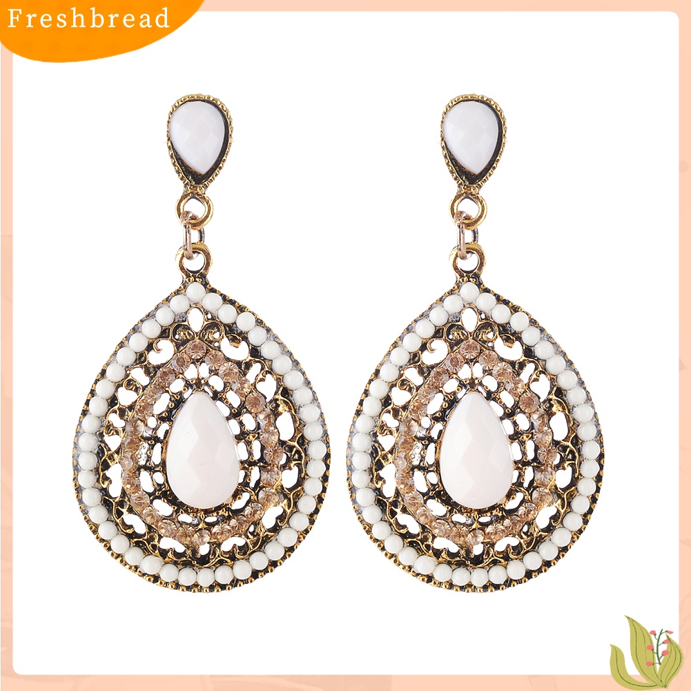 &lt; Freshbread &gt; Boho Wanita Berlian Imitasi Water Drop Menjuntai Ear Stud Earrings Pesta Perhiasan Hadiah