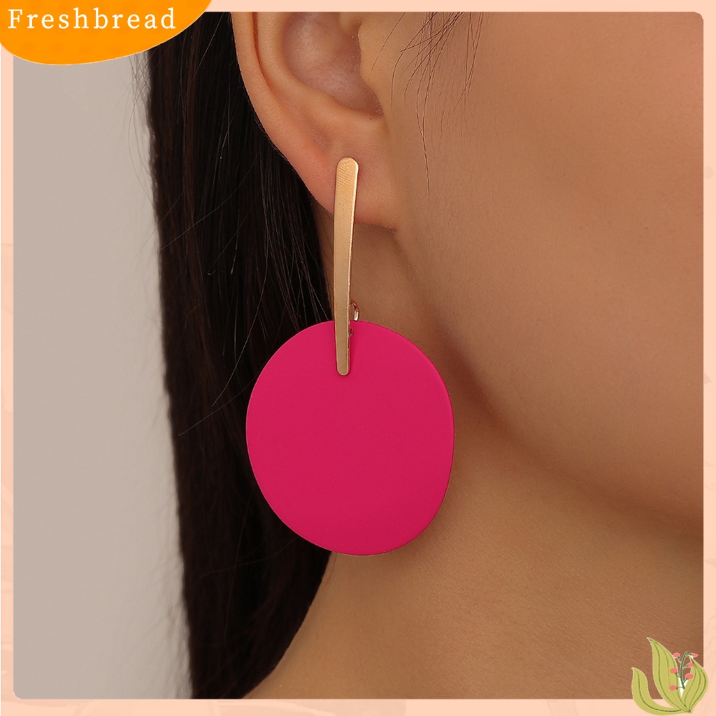 &lt; Freshbread &gt; 1pasang Menjuntai Anting Berlebihan Kepribadian Besar Logam Cat Kue Geometris Hadiah Berongga Tetesan Air Wanita Stud Earrings Perlengkapan Pacaran