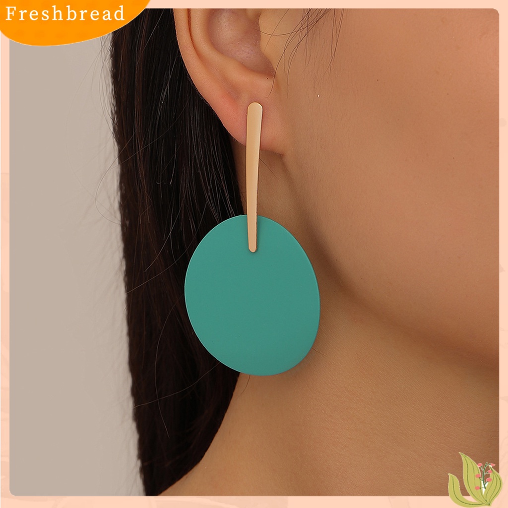 &lt; Freshbread &gt; 1pasang Menjuntai Anting Berlebihan Kepribadian Besar Logam Cat Kue Geometris Hadiah Berongga Tetesan Air Wanita Stud Earrings Perlengkapan Pacaran