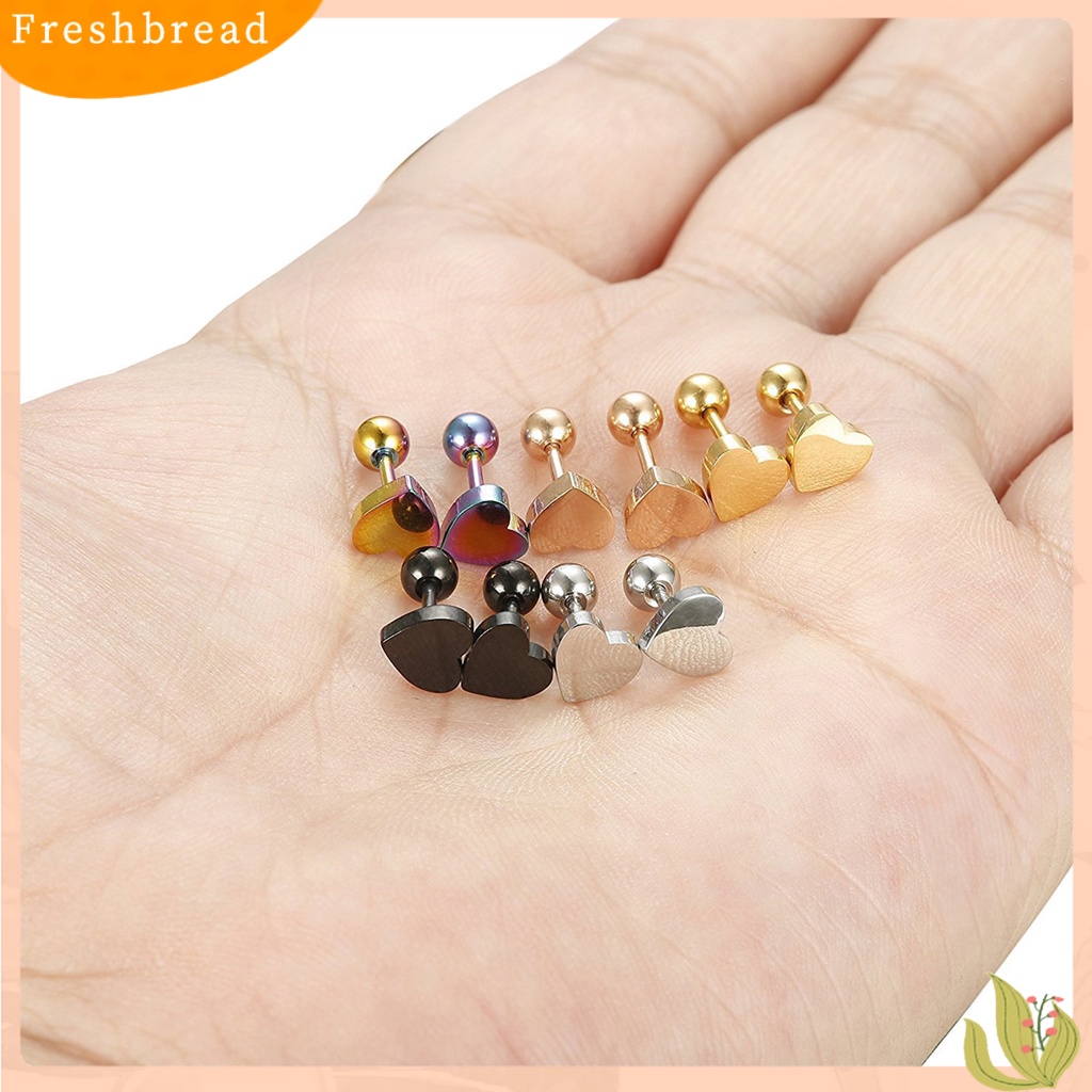 &lt; Freshbread &gt; 1Pc Cartilage Ear Stud Earring Electroplating Geometric Bright Luster Bebas Alergi Nyaman Hadiah Hias Pria Wanita Bentuk Hati Tragus Ear Stud