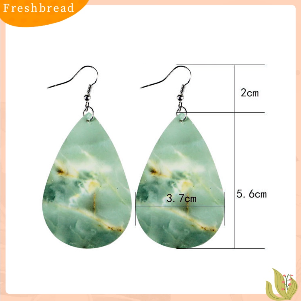 &lt; Freshbread &gt; 1pasang Anting Giwang Eye-catching Simple Halus Semua Cocok Ringan Anting Tekstur Marmer Granit Berbentuk Teardrop Untuk Pakaian Sehari-Hari