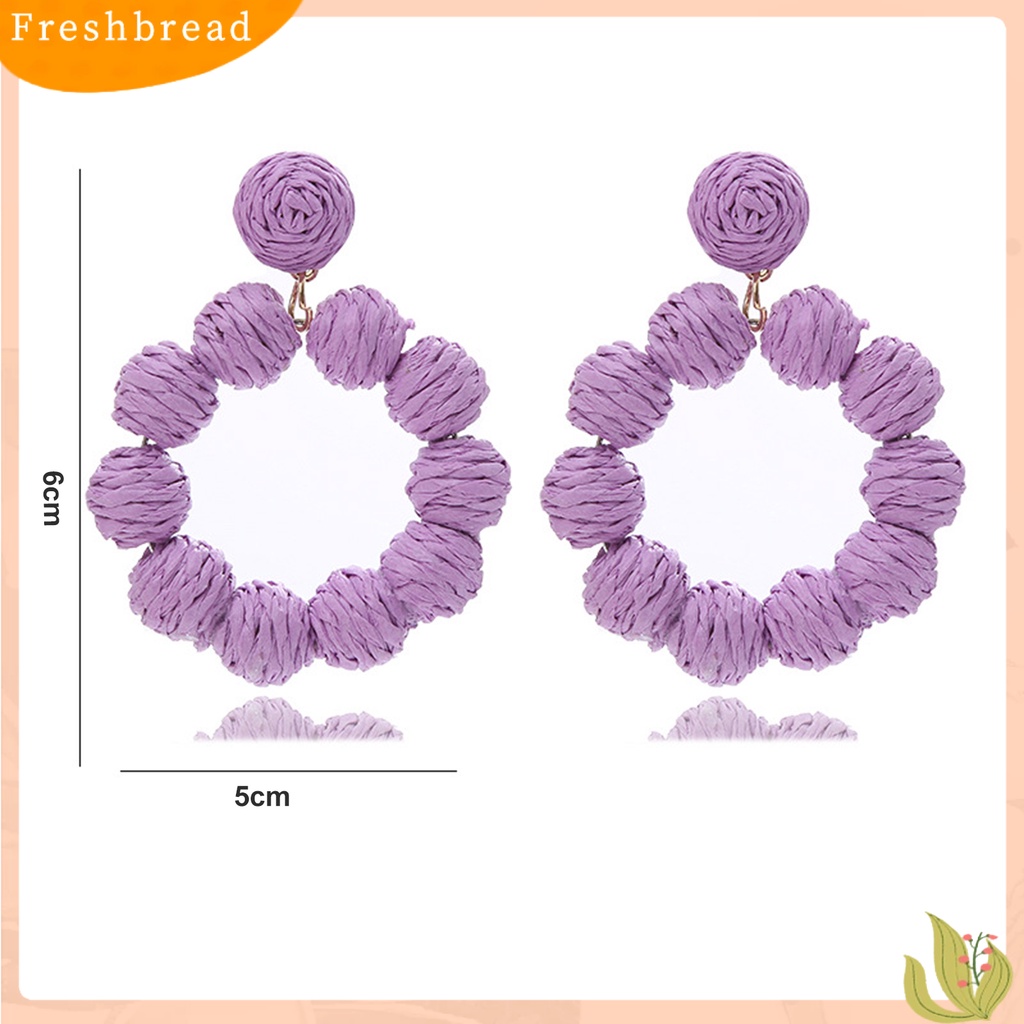 &lt; Freshbread &gt; 1pasang Drop Earrings Bulat Perhiasan Gaya Liburan Bohemian Geometris Menjuntai Anting Untuk Liburan