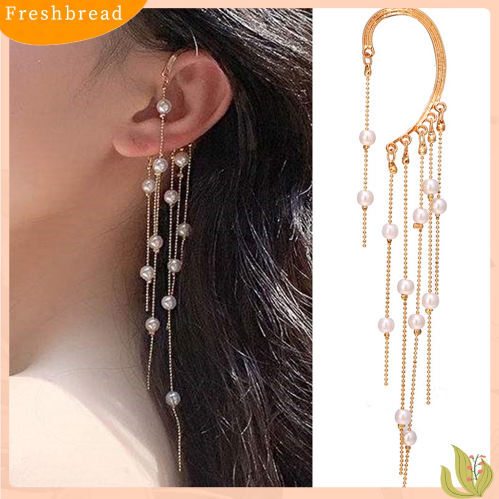 &lt; Freshbread &gt; 1pc Lady Earrings Tanpa Tindik High-end Berlian Imitasi Mengkilap Panjang Rumbai Bentuk Kupu-Kupu Menjuntai Anting-Anting Wanita Perhiasan