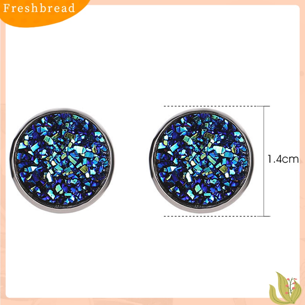 &lt; Freshbread &gt; 1pasang Ear Stud Hias Stud Telinga Berlian Imitasi Bentuk Bulat Stainless Warna-Warni Untuk Hadiah