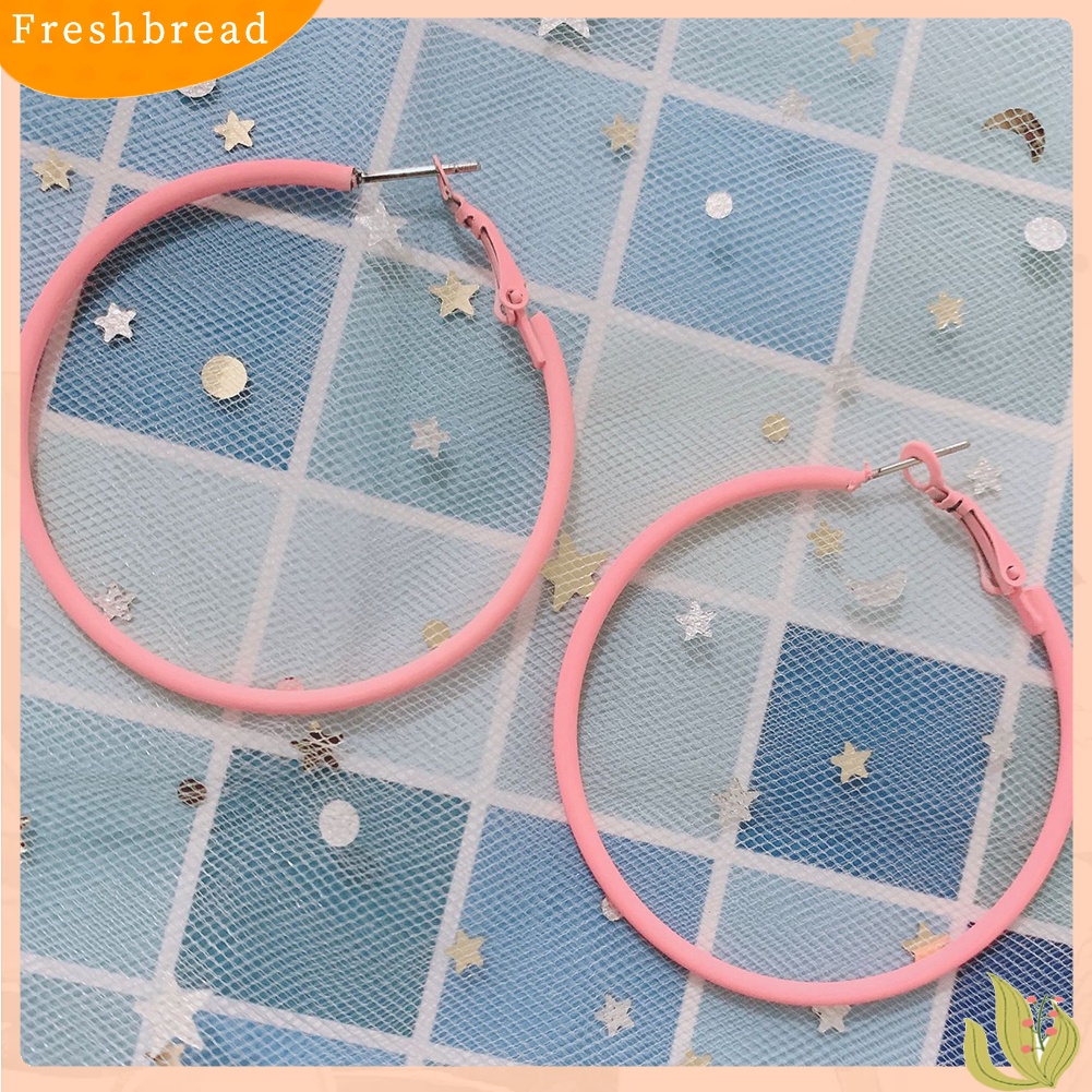 &lt; Freshbread &gt; Kreatif Lingkaran Besar Pesona Anting Hoop Warna Permen Wanita Pesta Perhiasan Hadiah