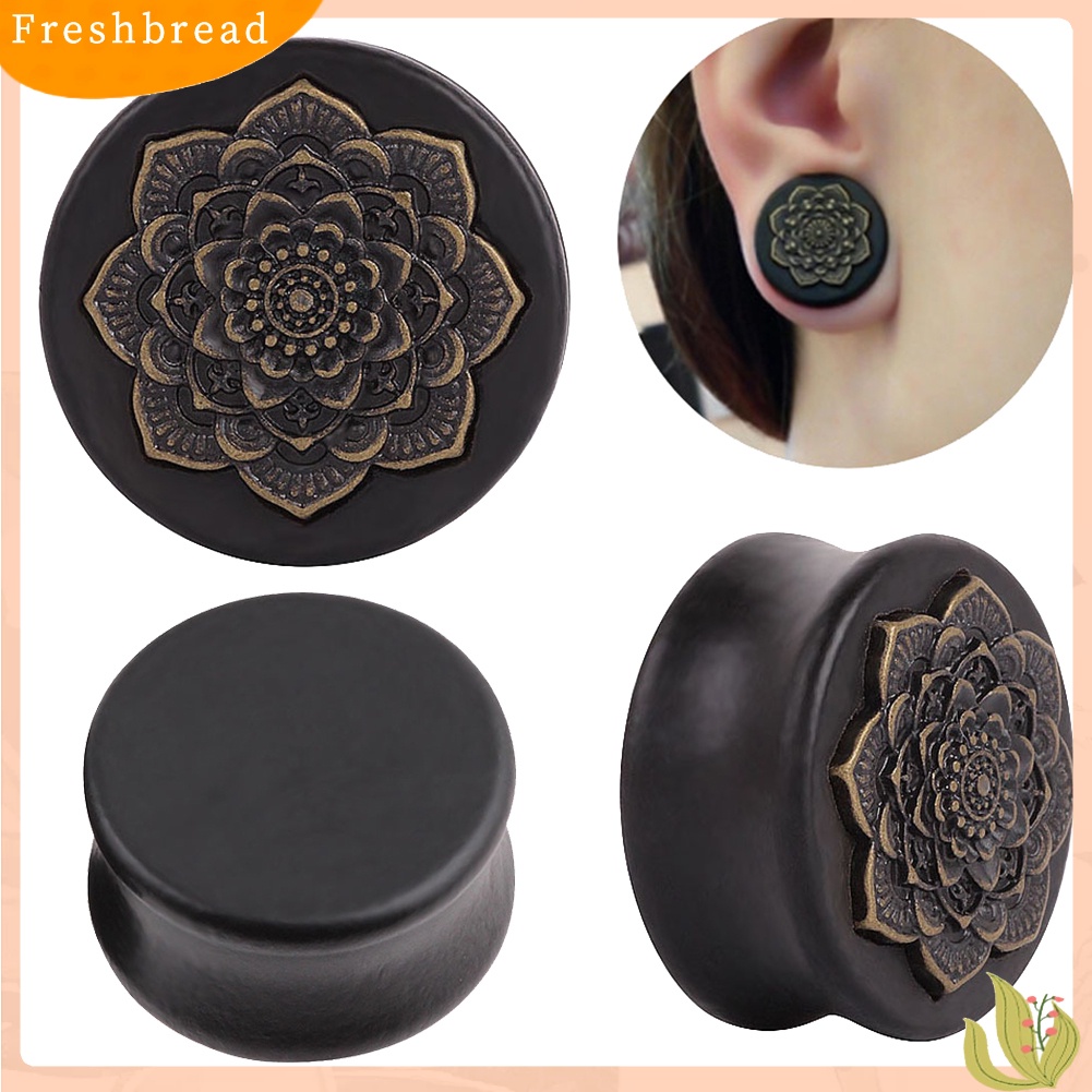 &lt; Freshbread &gt; 1Pc Vintage Lady Mandala Bunga Ganda Berkobar Telinga Expander Plug Piercing Perhiasan