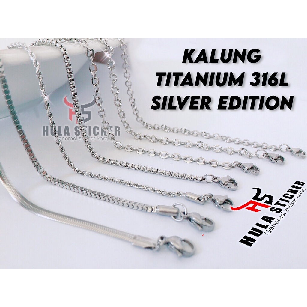 Kalung Rantai MCI Titanium Stainless 316L VARIAN SILVER Premium Anti Karat Pria Wanita Pendant Chain