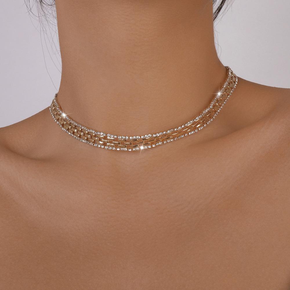 Lily Choker Kalung Vintage Wanita Rhinestones Link Choker