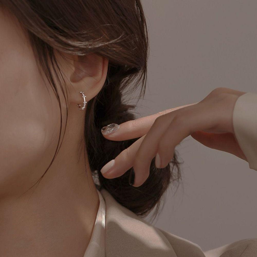 Mxbeauty Anting Gotik Perak Keren Hiphop Fashion Bulat Tampan Anting Gaya Korea