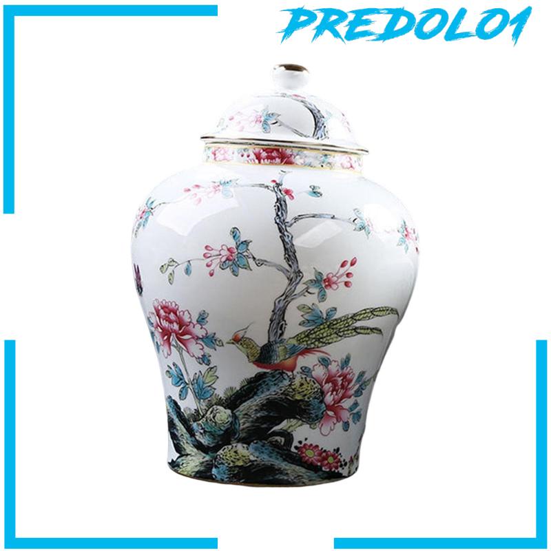 [Predolo1] Toples Keramik Jahe Porcelain Temple Jar Dengan Tutup Untuk Pesta Ruang Tamu