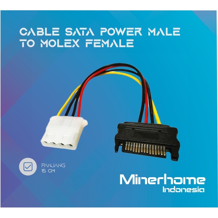 Kabel Sata Power 15pin Male To Molex 4pin Female Adapter Converter