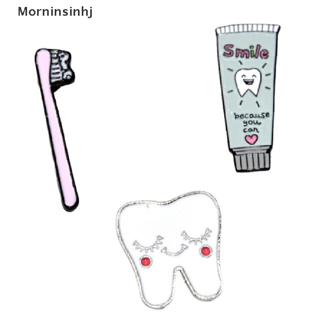 Mornin Kreatif Melindungi Gigi Bros Kartun Indah Sikat Gigi Gigi Enamel Pin Kerah Lencana Aksesoris Dentis Dokter Perhiasan Hadiah id