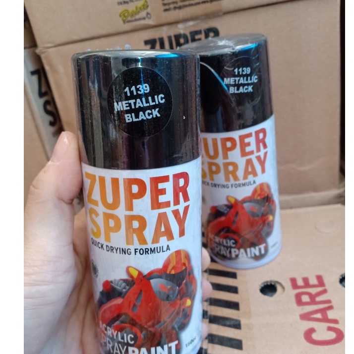 Zuper Spray Paint Pilok Pilox Warna Met Black / Hitam Metalik / Black Metallic (P 1139) 150cc/150ml