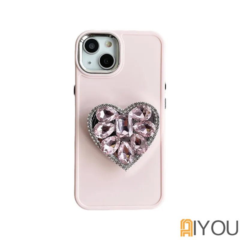 IPHONE Bracket Stand Dudukan Cincin Berlian Merek Mewah Soft Case Untuk Iphone14 13 Pro Max12 11 XS XR X8 7 Plus SE 2020 Silikon Cover