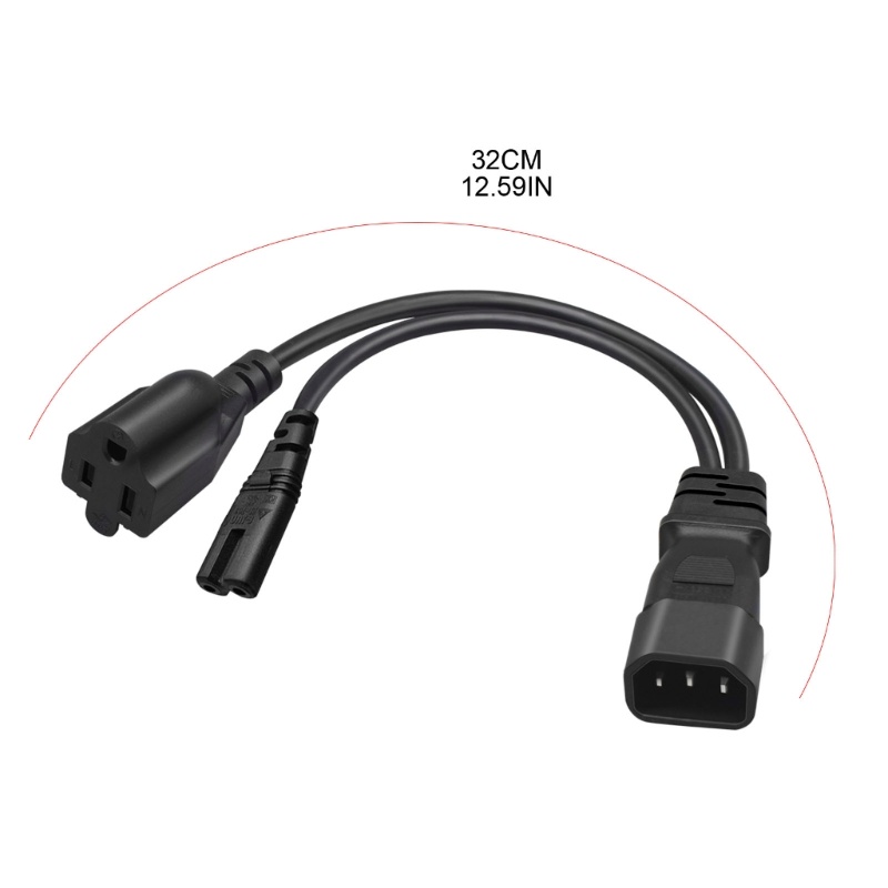 Zzz 1PC Tunggal C14 Ke C7+5-15R Pendek Daya Y Type Splitter Adapter Kabel Cord 32cm