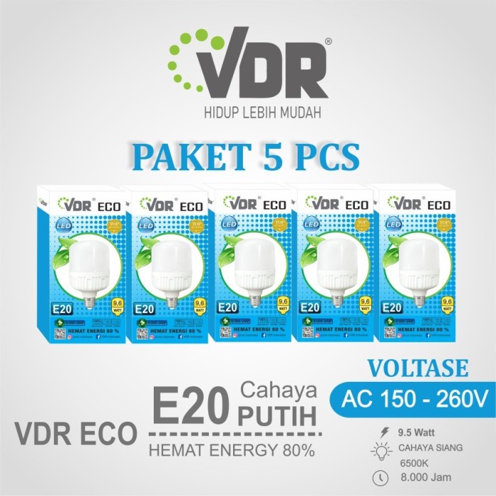 Paket isi 5 Pcs VDR Lampu LED 20 Watt Bohlam Kapsul