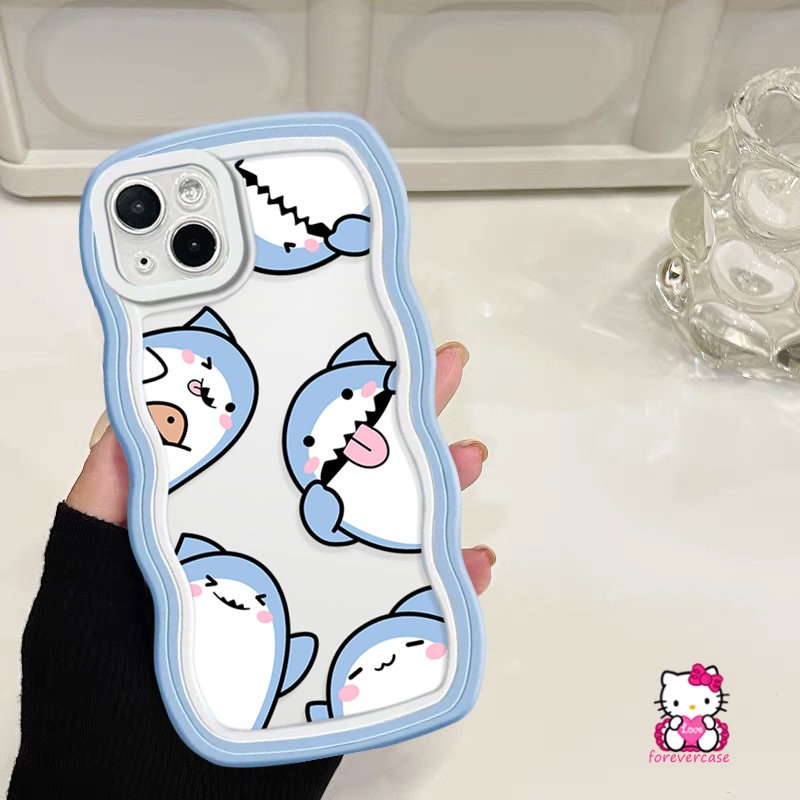 Infinix Hot 11s 20 10s 12i 10Lite 20s 11s NFC 12 Pro Smart 4 6 5 Plus Hot 9 11 10 10T 8 Play Note 8 12 12Pro G96 10Pro 12 2023 Cartoon Small Shark Wavy Edge Soft Case