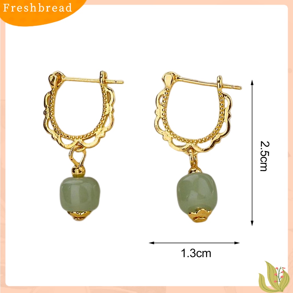 {In Stock} 1Pc Menjuntai Anting Gaya China Warna Emas Elegan Peri Hadiah Hypoallergenic Retro Faux Hetian Jade Drop Earring Perhiasan Aksesoris