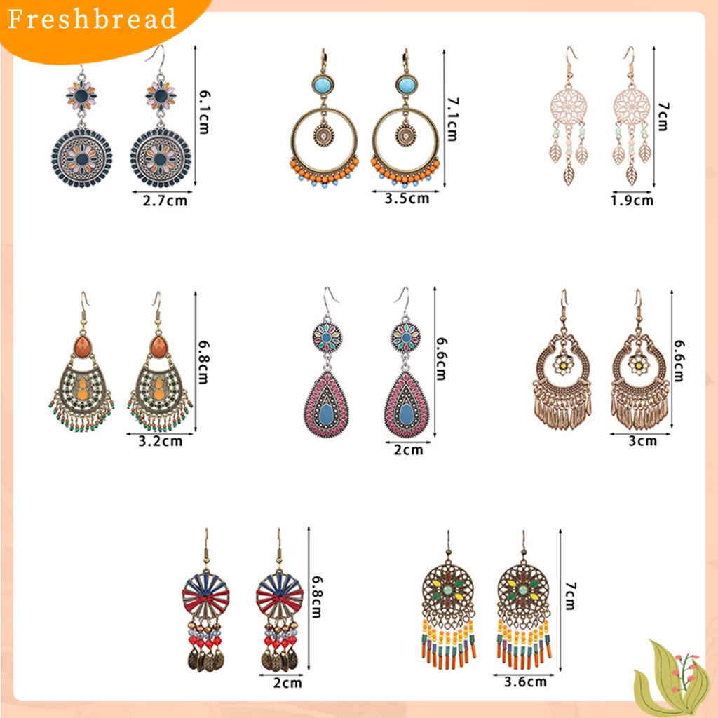 {In Stock} 1pasang Manik-Manik Multicolor Shiny Drop Earrings Bohemian Hollow Vintage Hook Earrings Perhiasan Pesta