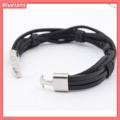 {In Stock} Pria Surfer Kulit Imitasi Dikepang Tangan Multilayer Gelang Manset Gelang Hadiah