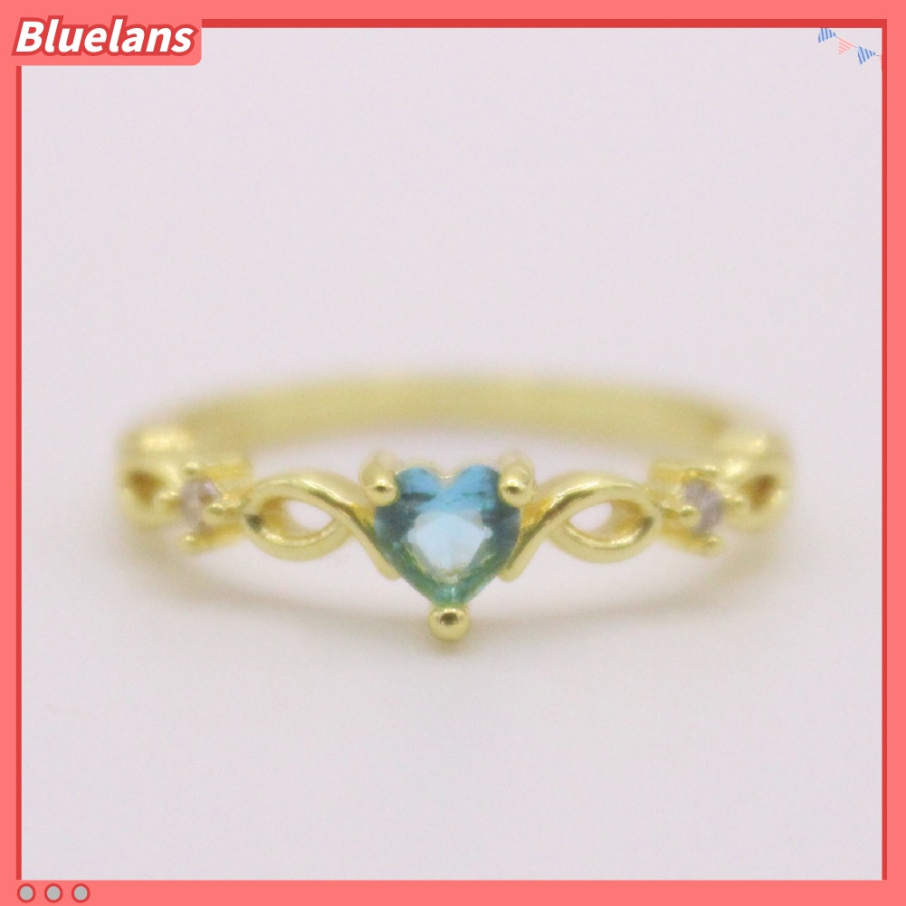 {In Stock} Wanita Fashion Hati Cubic Zirconia Tergabung Hollow Band Cincin Hadiah Perhiasan Pernikahan