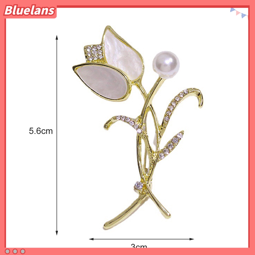 {In Stock} Bros Pin Bentuk Tulip Manik Putih Hias Dekorasi Temperamen Pakaian Pencocokan Perhiasan Aksesoris Wanita Mutiara Berlian Imitasi Pin Untuk Pacaran