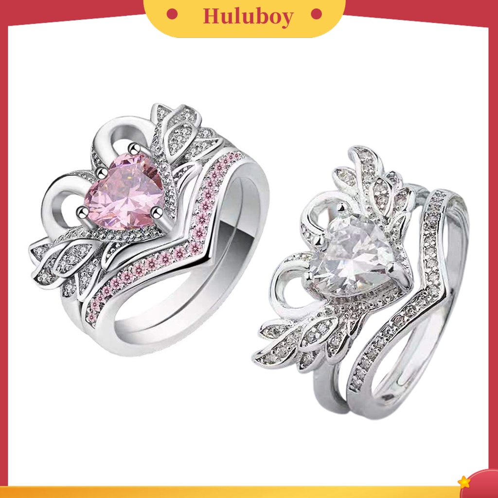 {Ready Stock} Sepasang Bentuk Angsa Wanita Cincin Cubic Zirconia Alloy Hati Hollow Shiny Finger Ring Perhiasan Aksesori