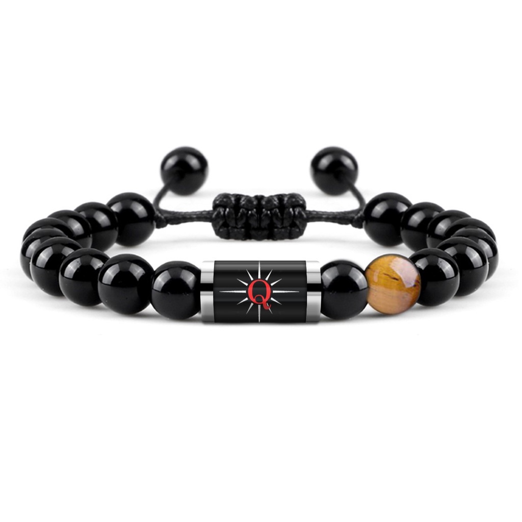 Gelang Batu Alam IKSPI Pendekar Kera Sakti Asli Black Onyx Tiger Eye Tabung Kaca Stainless Steel Pria Wanita
