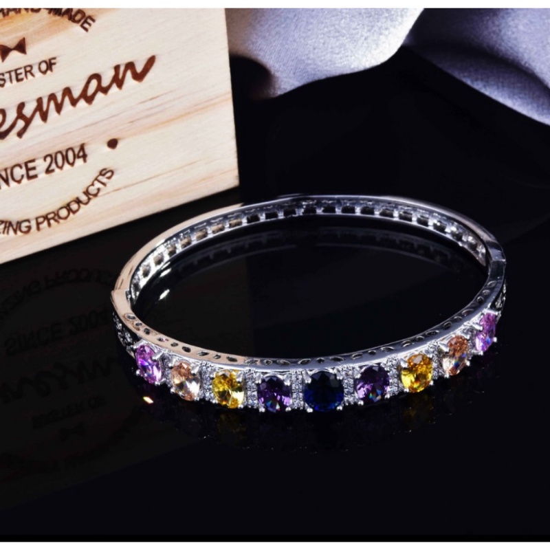 Goldkingdom Aksesoris Perhiasan Fashion Ready Stock Definisi Tinggi Desain Perhiasan Warna Alami Gelang Tourmaline Harta Karun Warna-Warni Gesper Gelang Perempuan