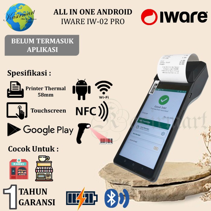 Mesin Kasir Android Portable Iware AP02 PRO 3G NFC RPP02N Wifi Bluetooth AP 02 PRO Printer Thermal 58mm XA02 PRO SUNMI