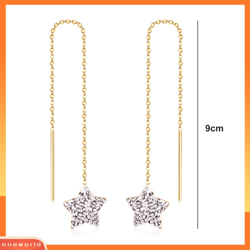 [OWR] 1pasang Anting Pejantan Rumbai Lurus Gantung Eropa Dan Amerika Berlebihan Geometris Telinga Dekorasi High-end Pentagram Bintang Kembali Gantung Drop Earrings Perhiasan Fashion