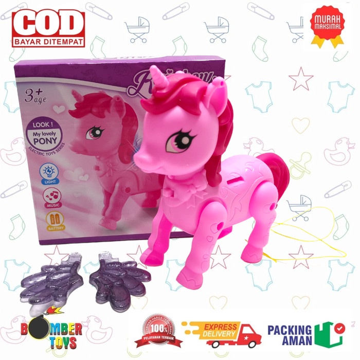 MAINAN KUDA RAINBOW PONY WALKING LITTLE CUTE LOVELY ELECTRIC TOYS KADO