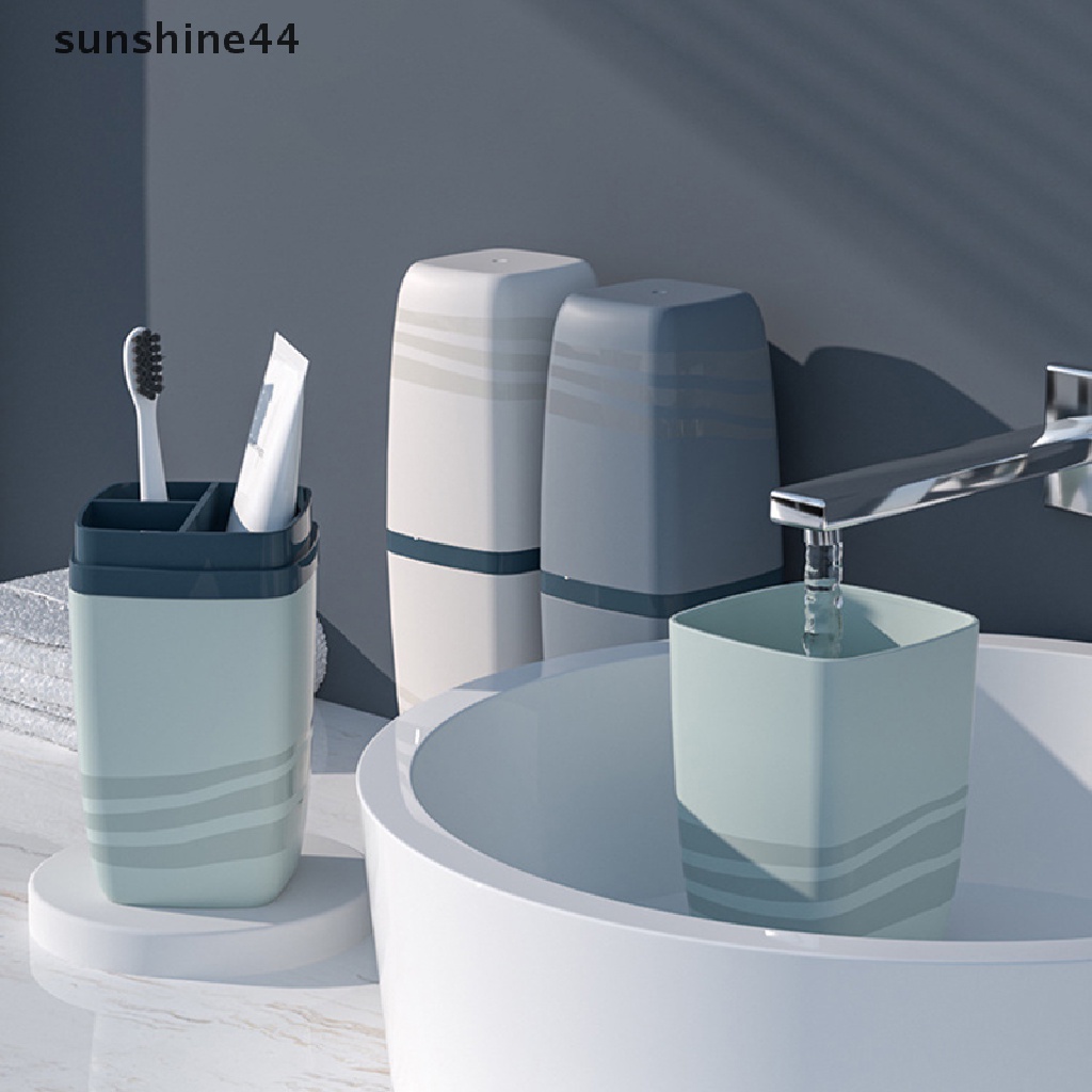Sunshine Portable Wash Cup Toothbrush Cup Gelas Kumur Gelas Sikat Gigi Set Rumah Tangga Tooth Cylinder Cup Toothbrush Toothpaste Kotak Penyimpanan ID