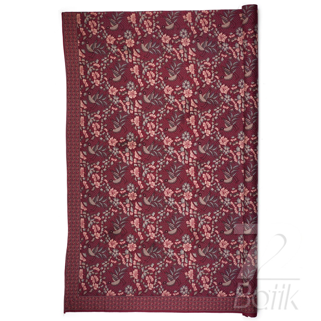 BAHAN BATIK PREMIUM Katun Motif Burung Kembang Warna Merah Maroon Maron Marun 723378 Cap 72 Jarik Jarit Samping Kebat Panjang Batik Katun Modern Premium Bahan Seragam Batik Pernikahan Kantor Keluarga Murah Kamen Jadi Batik Bali Lembaran