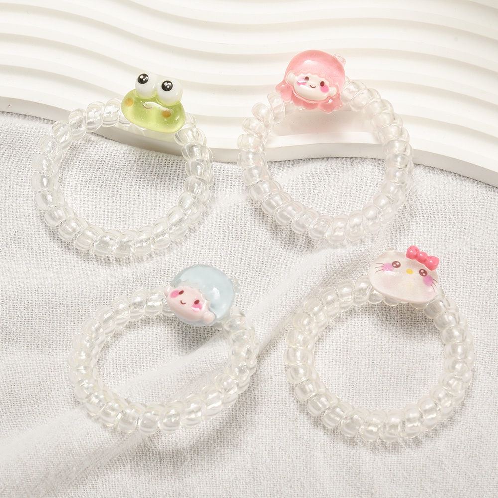 Kartun Lucu Bentuk Kabel Telepon Tali Kepala/ High Elastis Kawaii Hello Kitty Hair Ring