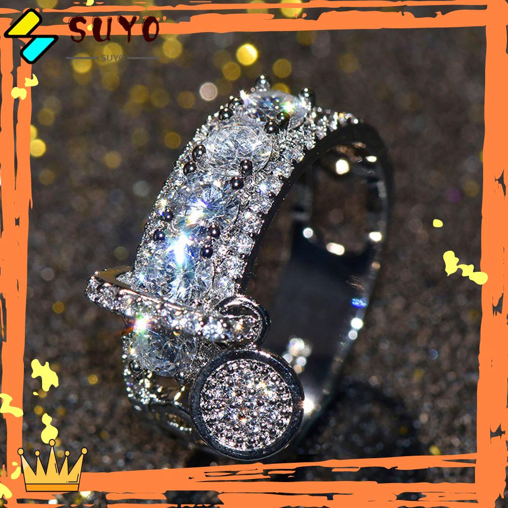 Suyo Cincin Tunangan Unik Elegan Vintage Shiny AAA Zircon