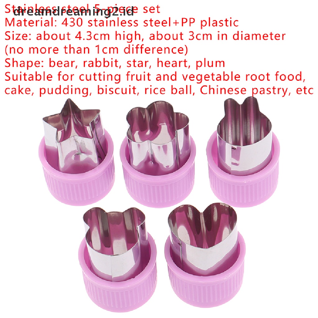 (hot) 5-piece Vegetable Fruit Flower Cutters Butterfly Mold Cetakan Pring Pelindung Tangan//