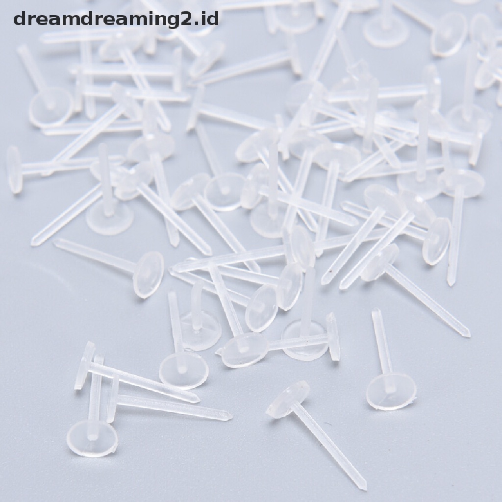 (hot) 500pcs/lot Plastik Kosong Datar/Cup Stud Earring Pin Pad Anting Membuat Perhiasan//