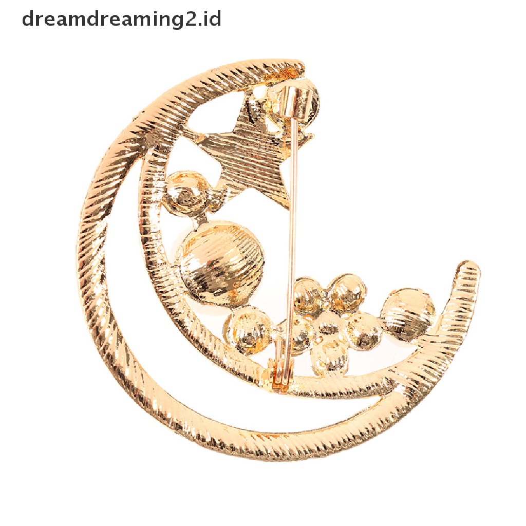 (hot) Bulan Bintang Peal Bros Untuk Wanita Baroque Trendy Elegan Brooch Pin Hadiah Pesta//