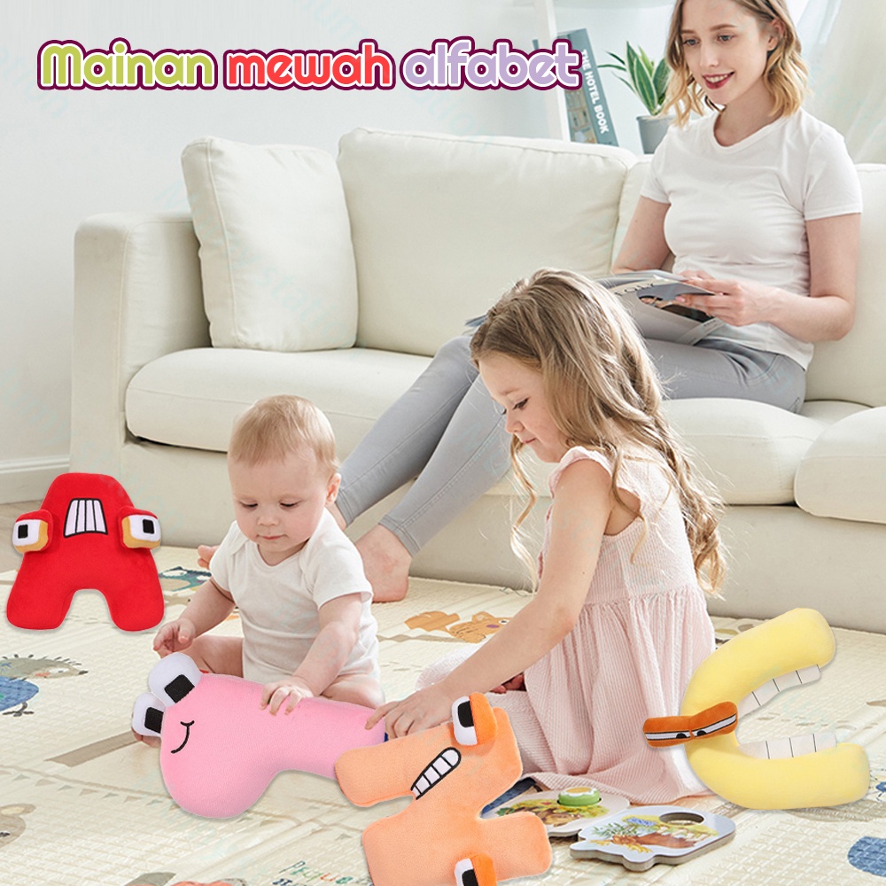 Mumystation Mainan Boneka Bantal Balok Bangunan Desain 26 Huruf Alfabet Mainan Edukasi Anak